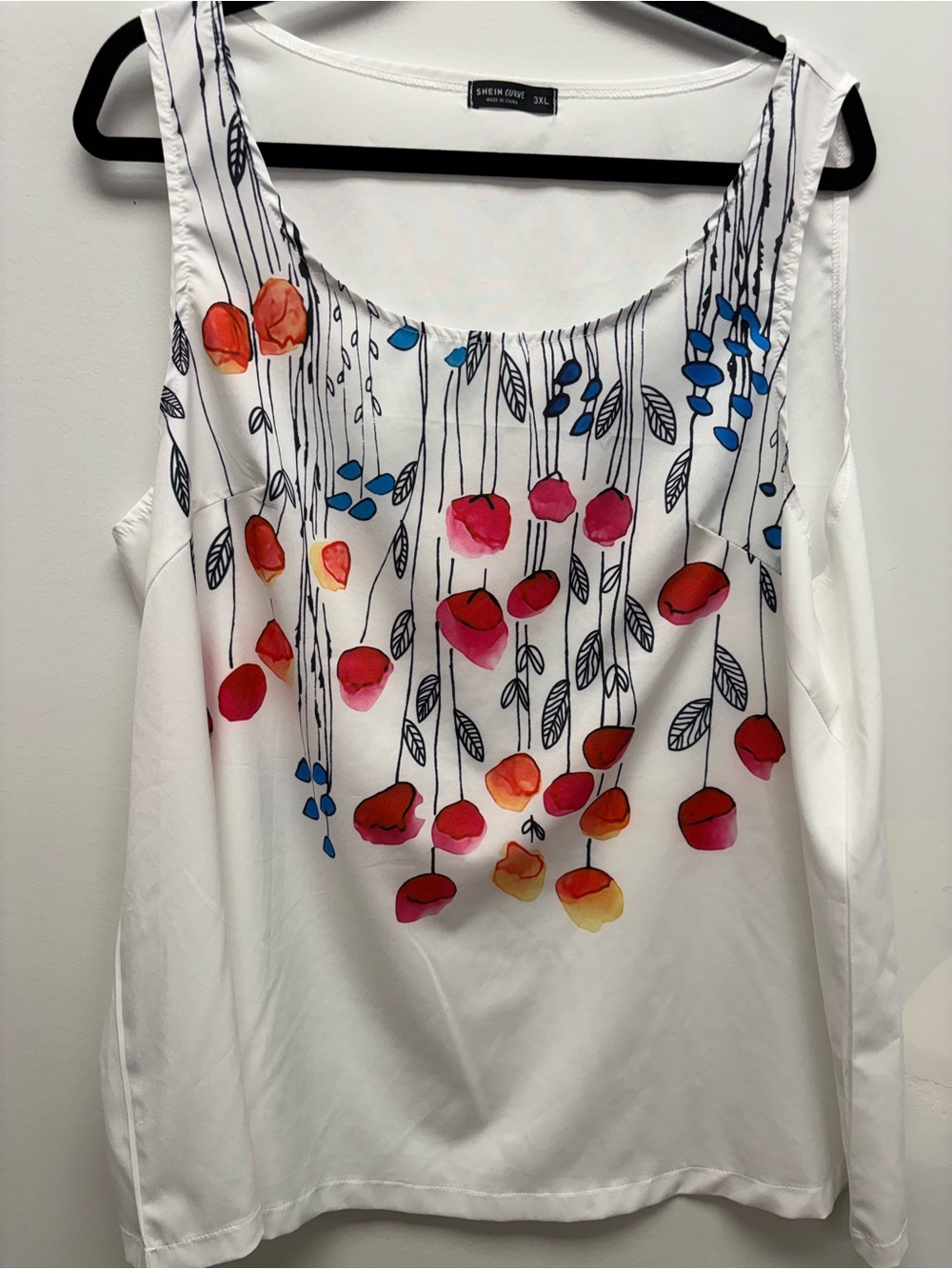 4 for $25 🍒 Shein Curve Watercolor Cherry Print Sleeveless Blouse – Size 3X 🍒